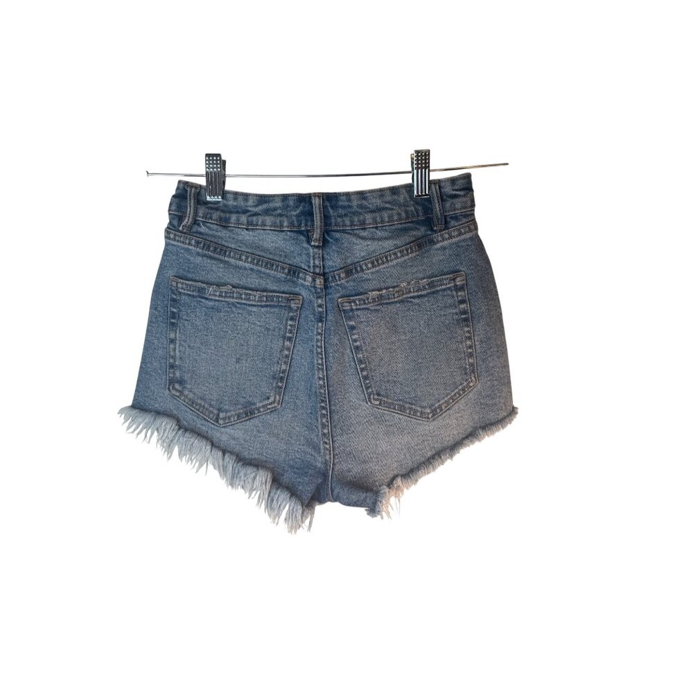 2/$30 ZARA Size 4 Light Blue High-Waisted Distressed Denim Shorts - Picture 2 of 11